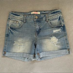 Refuge light-wash ripped denim shorts. Size 0.